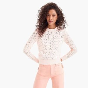 Jcrew point sur allover pointelle light pink crewnecksweater